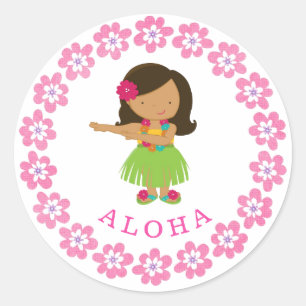 Aloha Hula Dancer Classic Round Sticker