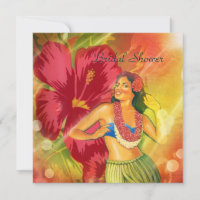 Aloha Hula Girl hawaii retro beach bridal shower