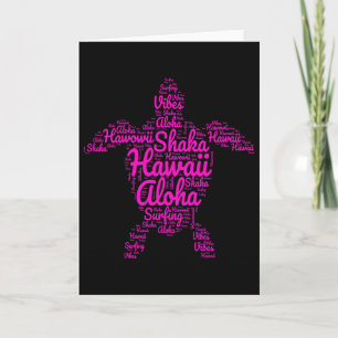 Aloha I Love Hawaii Sea Turtles Shaka Surfing Vibe Card