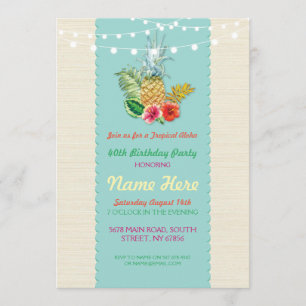 Aloha invitation d'ananas d'Aqua de fête