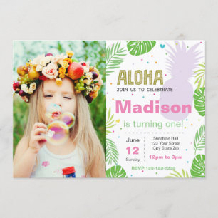 Aloha invitation d'anniversaire avec la photo