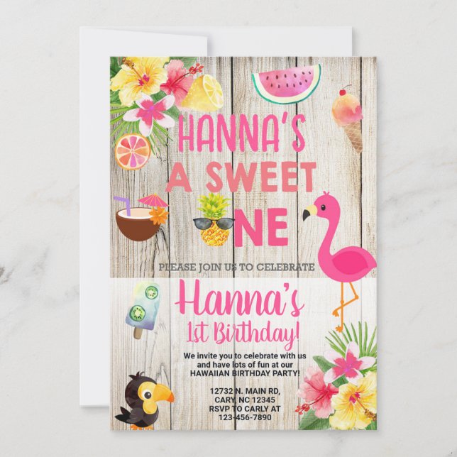 Aloha, invitation de fête d'anniversaire hawaïen. (Devant)