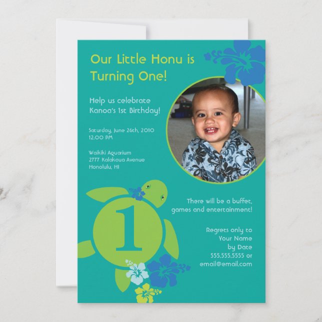 Aloha invitation faite sur commande d'anniversaire (Devant)
