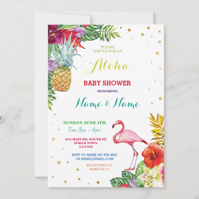 Aloha invitation lumineux de garçon de fille de (Devant)
