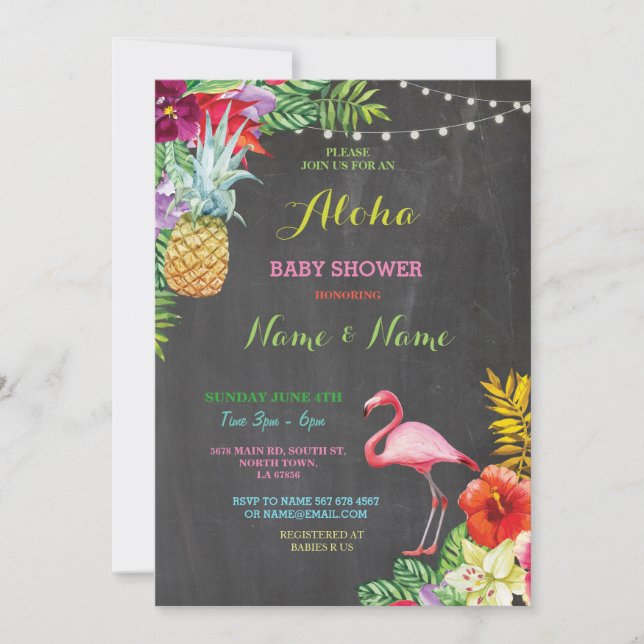 Aloha invitation lumineux de garçon de fille de (Devant)