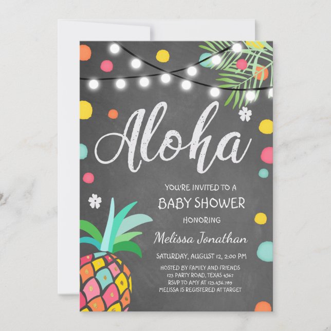 Aloha invitation tropical Hawaï Luau de baby (Devant)