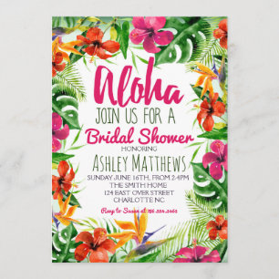 Aloha invitation tropicale de douche d'aquarelle