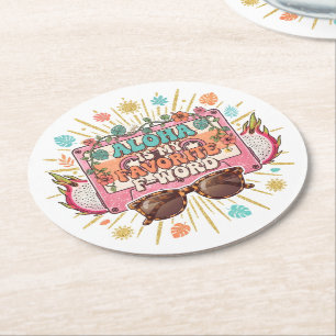 Aloha Is My Favourite F-Word Round Paper Coaster