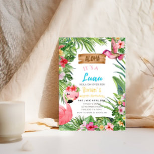 Aloha It's a Luau Girl Birthday Party Invitation