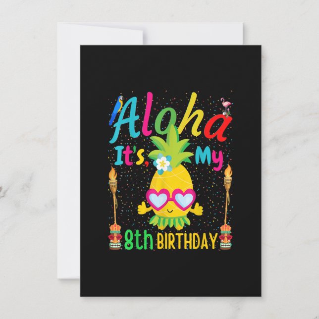 Aloha It's My 8th Birthday Hawaii Pineapple Spa Gi Invitation (Front)
