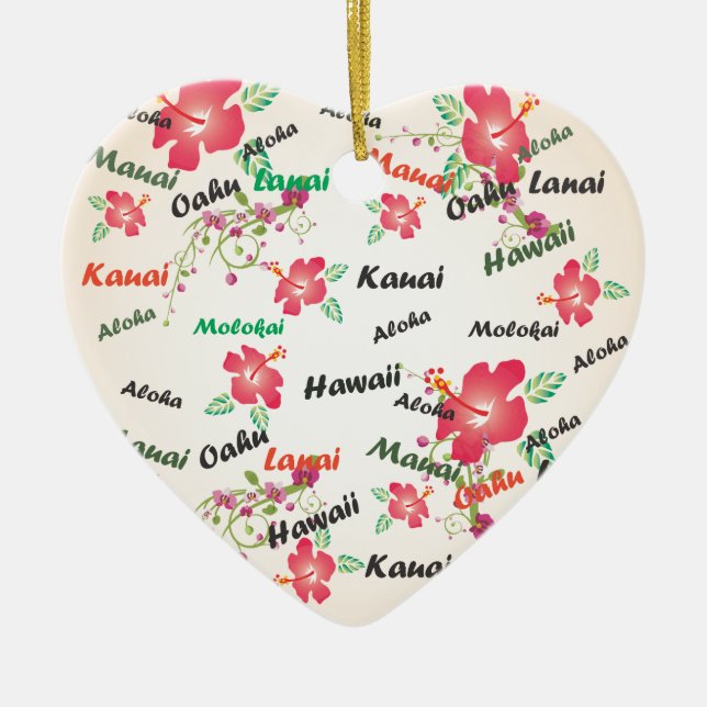 aloha, kauai, hawaii, oahu, maui, lanai background ceramic ornament (Front)