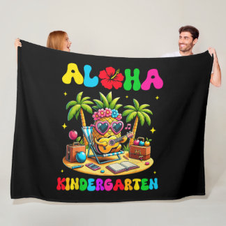 Aloha Kindergarten Pineapple Hawaii Back to School Fleece Blanket