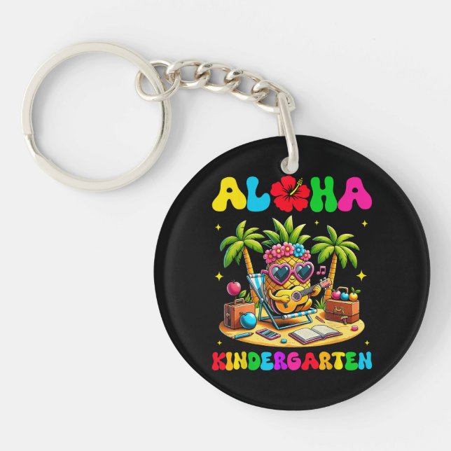 Aloha Kindergarten Pineapple Hawaii Back to School Keychain (Front)