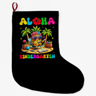 Aloha Kindergarten Pineapple Hawaii Back to School Large Christmas Stocking