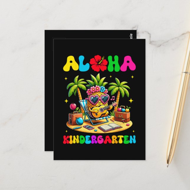 Aloha Kindergarten Pineapple Hawaii Back to School Postcard (Front/Back In Situ)