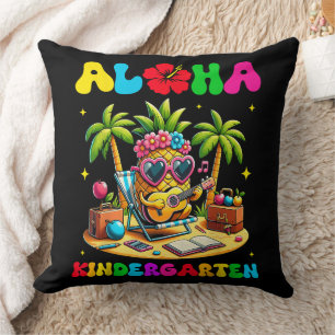 Aloha Kindergarten Pineapple Hawaii Back to School Throw Pillow