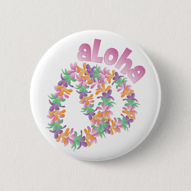 Aloha Lei 2 Inch Round Button (Front)