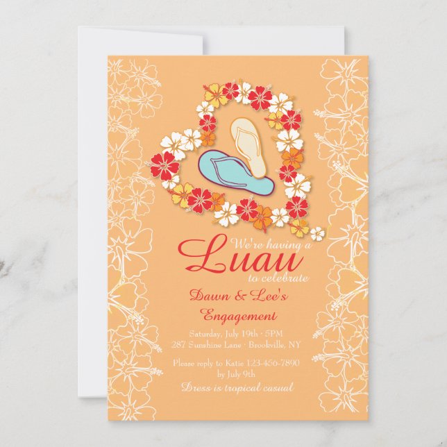 Aloha Love Luau Fiançailles Invitation (Devant)