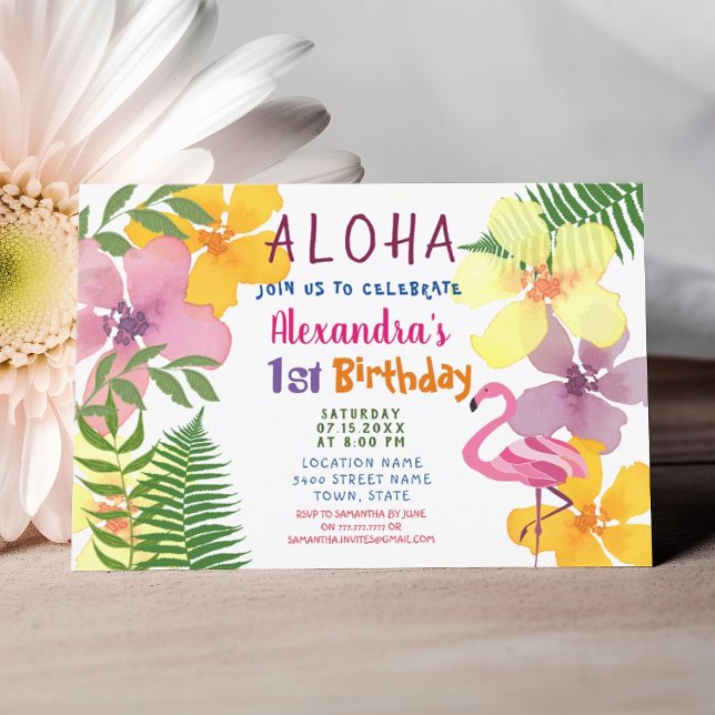 Aloha Luau 1st Birthday Tropical Invitation (Creator Uploaded)