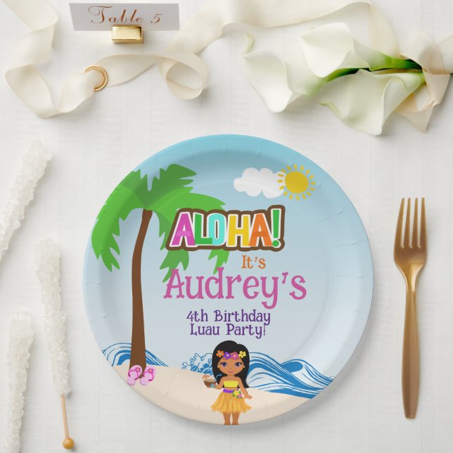 Aloha Luau Birthday Paper Plate (Wedding)