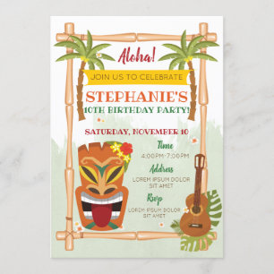 Aloha Luau Invitation Anniversaire