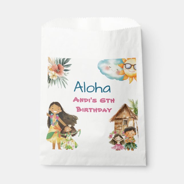 Aloha Luau Kids Birthday  Favour Bag (Front)