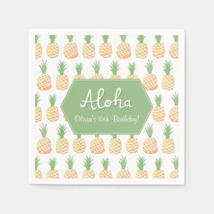 Aloha Luau Pineapple Birthday Party Napkins