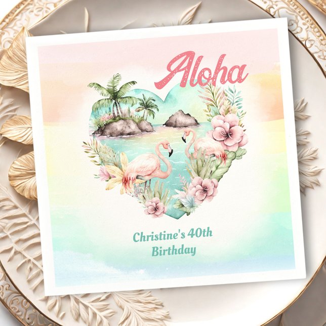 Aloha Luau Summer 40th Birthday Beach Tropical Napkin (Aloha Luau Summer 40th Birthday Beach Tropical Napkins)