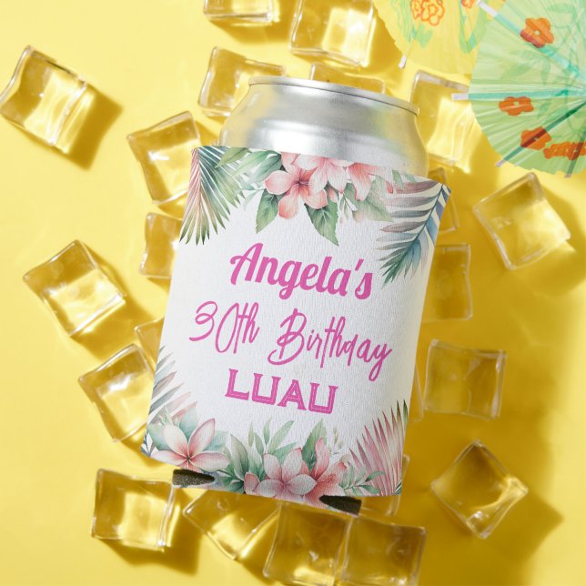 Aloha Luau Tropical Adult Birthday Can Cooler (In Situ Summer)