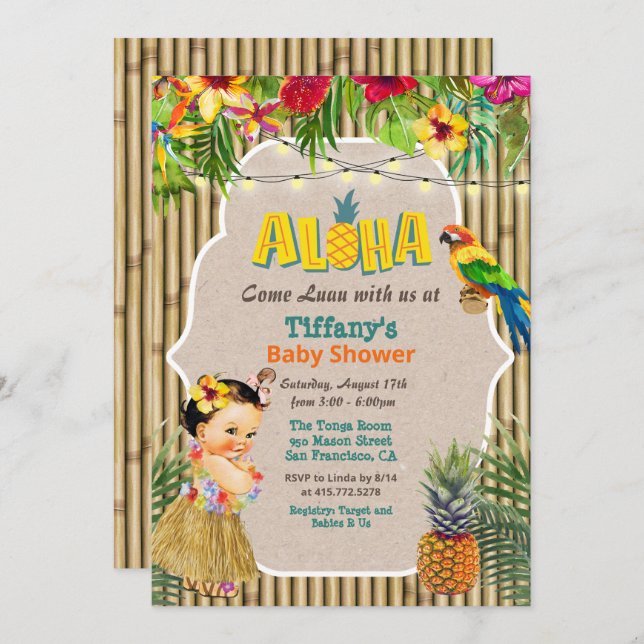Aloha Luau Tropical Baby Shower Invitation (Front/Back)
