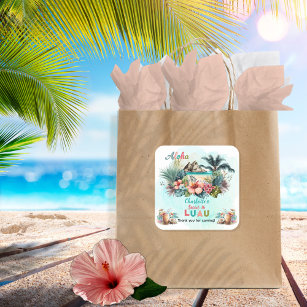Aloha Luau Tropical Island Beach Sweet 16 Party Square Sticker