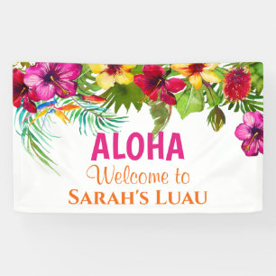 Aloha Luau Tropical Party Banner