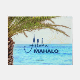 ALOHA MAHALO - Tropical Hawaiian - Door Mat Rug