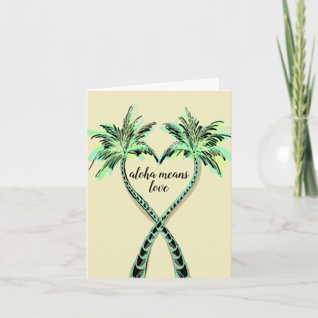 Aloha Means Love Sm 4" x 5.6" Folded Greeting Card (Front)