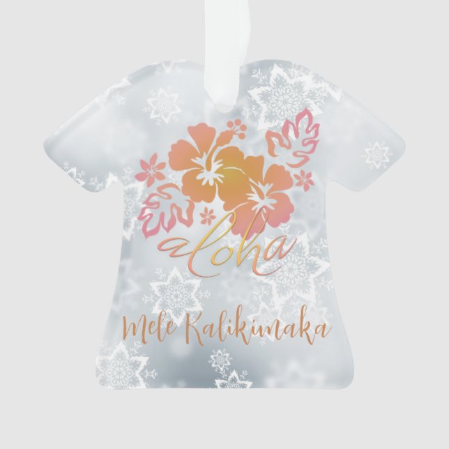 Aloha Mele Kalikimaka and Hibiscus Ornament (Front)