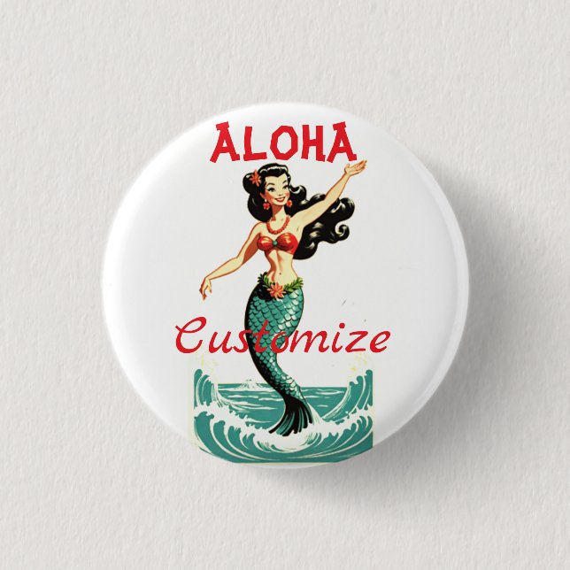 Aloha Mermaid Thunder_Thunder_Cove 1 Inch Round Button (Front)