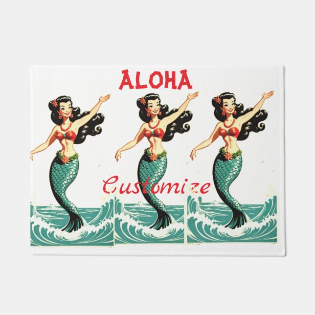 Aloha Mermaid Thunder_Thunder_Cove Doormat (Front)