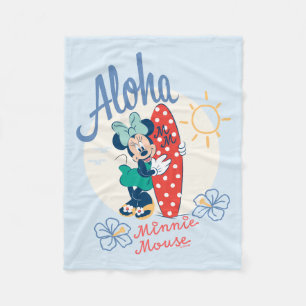 Aloha Minnie Mouse Surf Style Fleece Blanket
