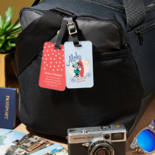 Aloha Minnie Mouse Surf Style Luggage Tag
