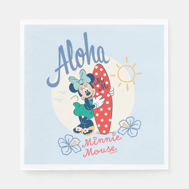 Aloha Minnie Mouse Surf Style Napkin (Front)