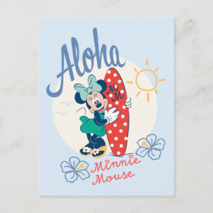 Aloha Minnie Mouse Surf Style Postcard