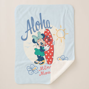 Aloha Minnie Mouse Surf Style Sherpa Blanket