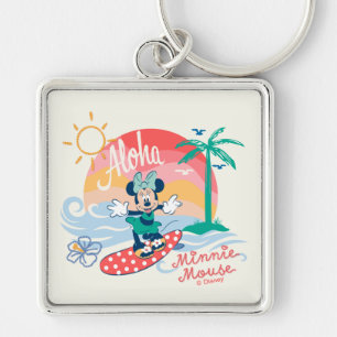 Aloha Minnie Mouse Tropical Surf Keychain