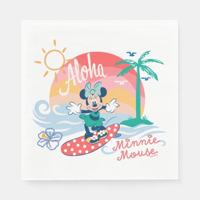 Aloha Minnie Mouse Tropical Surf Napkin (Front)