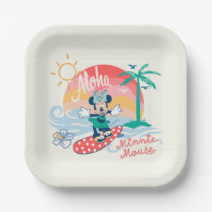 Aloha Minnie Mouse Tropical Surf Paper Plate