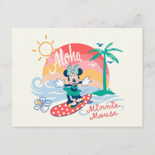 Aloha Minnie Mouse Tropical Surf Postcard