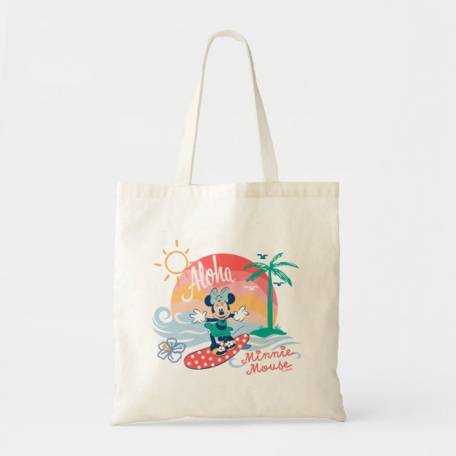Aloha Minnie Mouse Tropical Surf Tote Bag (Front)