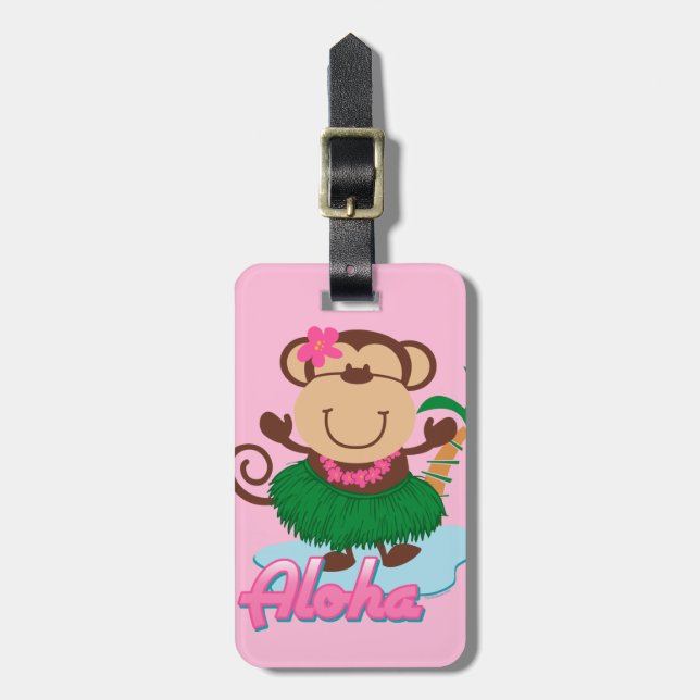 Aloha Monkey Luggage Tag (Front Vertical)