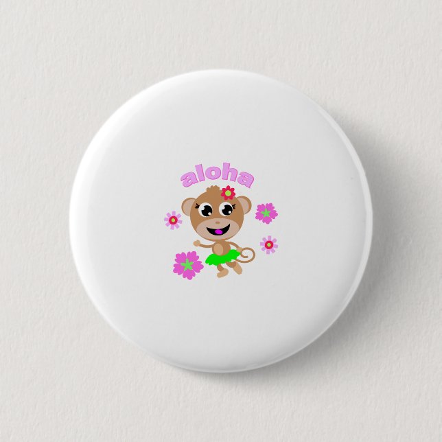 aloha monkey screen. 2 inch round button (Front)