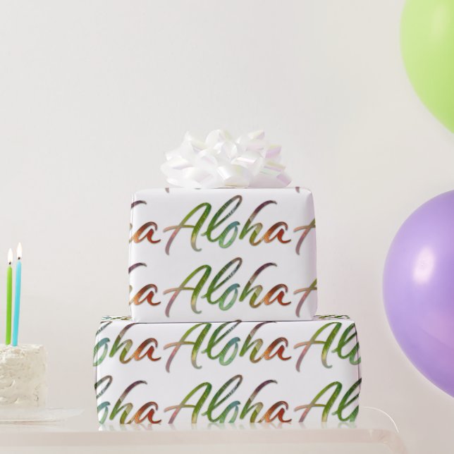 Aloha - Nature Lettering White - Hawaii Hawai'i Wrapping Paper (Party Gifts)